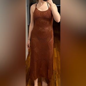 Long openwork knitted dress